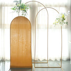 5ft Matte Gold Spandex Fitted Chiara Backdrop Stand Cover For Round Top Wedding Arch - Bell Racket Store