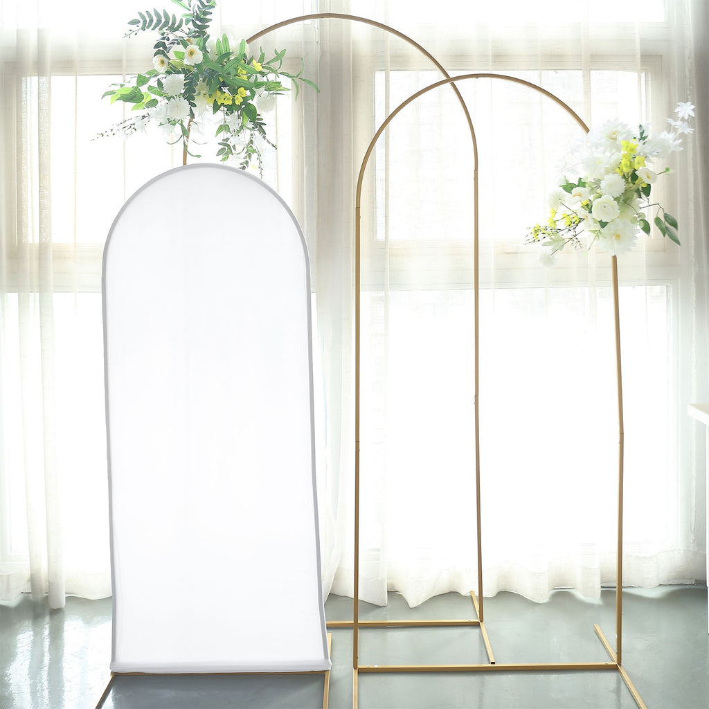 5ft Matte White Spandex Fitted Chiara Backdrop Stand Cover For Round Top Wedding Arch - Bell Racket Store