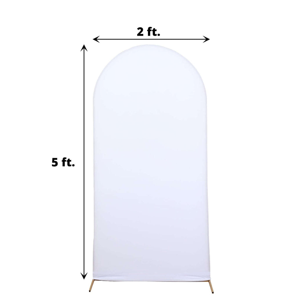 5ft Matte White Spandex Fitted Chiara Backdrop Stand Cover For Round Top Wedding Arch - Bell Racket Store