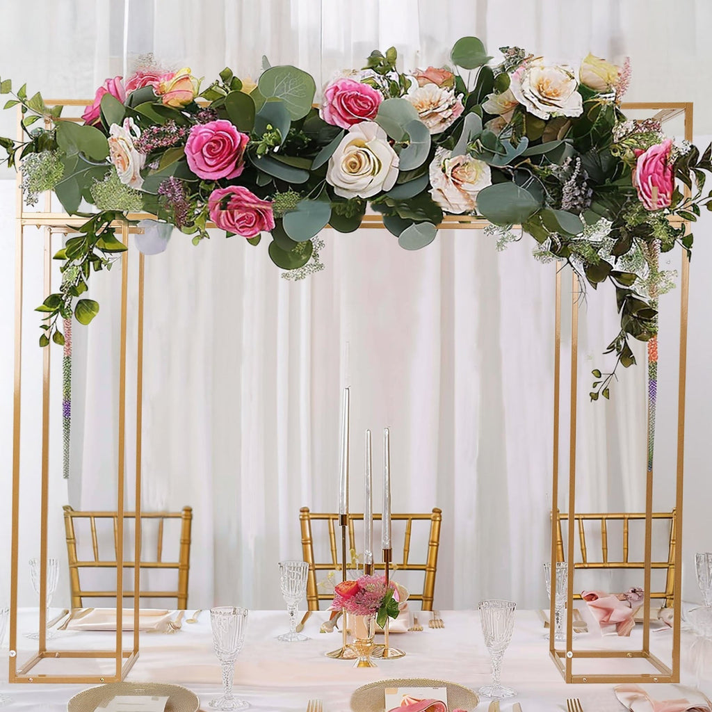 5ft Over the Table Stand in Gold, Freestanding Rectangular Double Frame Over the Table Rod for Floral Balloon DÃ©cor - Bell Racket Store