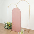 5ft Rose Gold Shimmer Tinsel Spandex Chiara Backdrop Stand Cover For Fitted Round Top Wedding Arch - Bell Racket Store