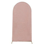 5ft Rose Gold Shimmer Tinsel Spandex Chiara Backdrop Stand Cover For Fitted Round Top Wedding Arch - Bell Racket Store