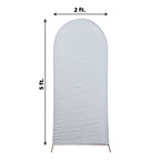 5ft Silver Shimmer Tinsel Spandex Chiara Backdrop Stand Cover For Fitted Round Top Wedding Arch - Bell Racket Store