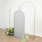 5ft Silver Shimmer Tinsel Spandex Chiara Backdrop Stand Cover For Fitted Round Top Wedding Arch - Bell Racket Store
