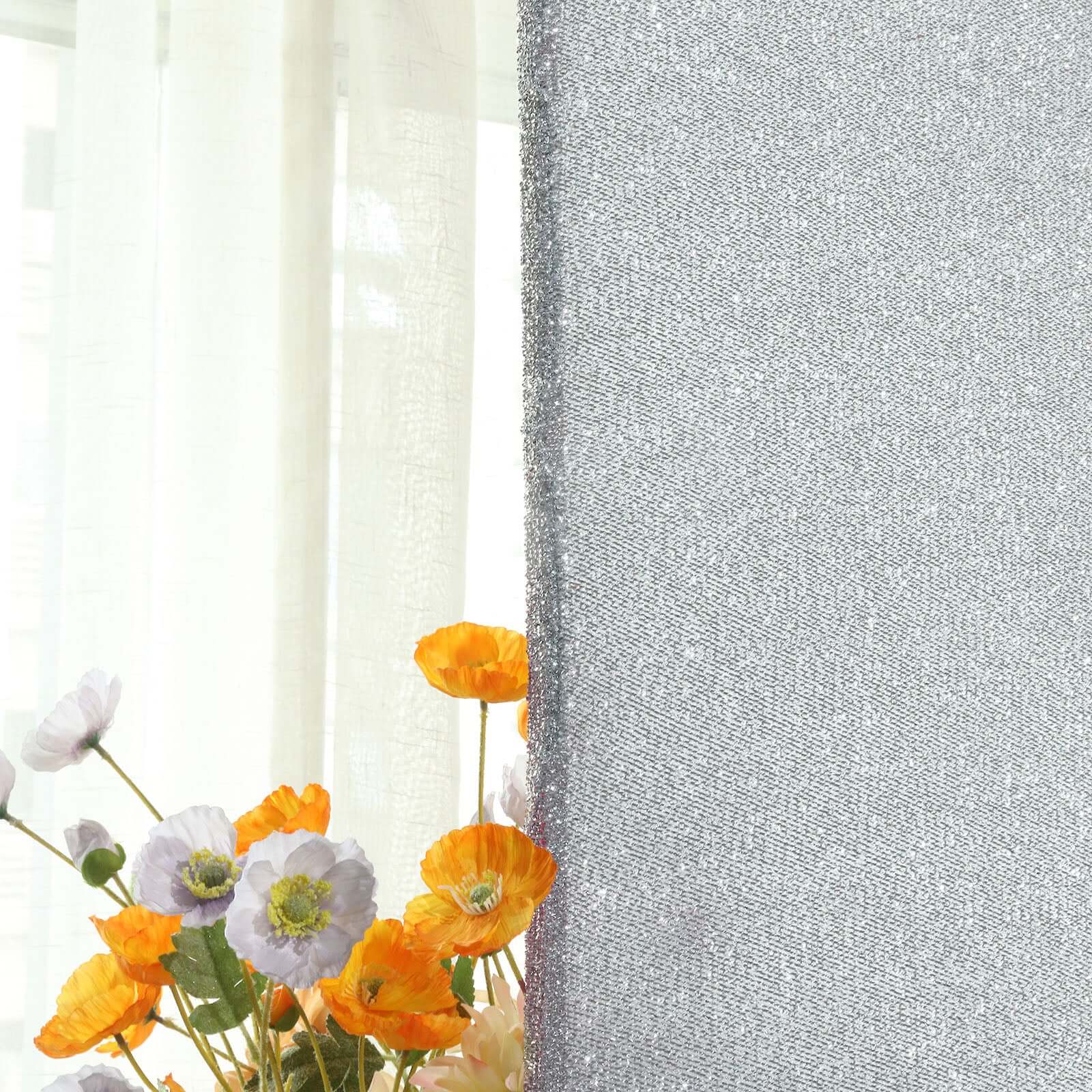 5ft Silver Shimmer Tinsel Spandex Chiara Backdrop Stand Cover For Fitted Round Top Wedding Arch - Bell Racket Store