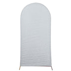 5ft Silver Shimmer Tinsel Spandex Chiara Backdrop Stand Cover For Fitted Round Top Wedding Arch - Bell Racket Store