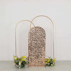 5ft Sparkly Rose Gold Big Payette Sequin Fitted Wedding Arch Cover for Round Top Chiara Backdrop Stand - Bell Racket Store