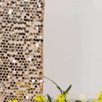 5ft Sparkly Rose Gold Big Payette Sequin Fitted Wedding Arch Cover for Round Top Chiara Backdrop Stand - Bell Racket Store