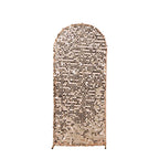 5ft Sparkly Rose Gold Big Payette Sequin Fitted Wedding Arch Cover for Round Top Chiara Backdrop Stand - Bell Racket Store