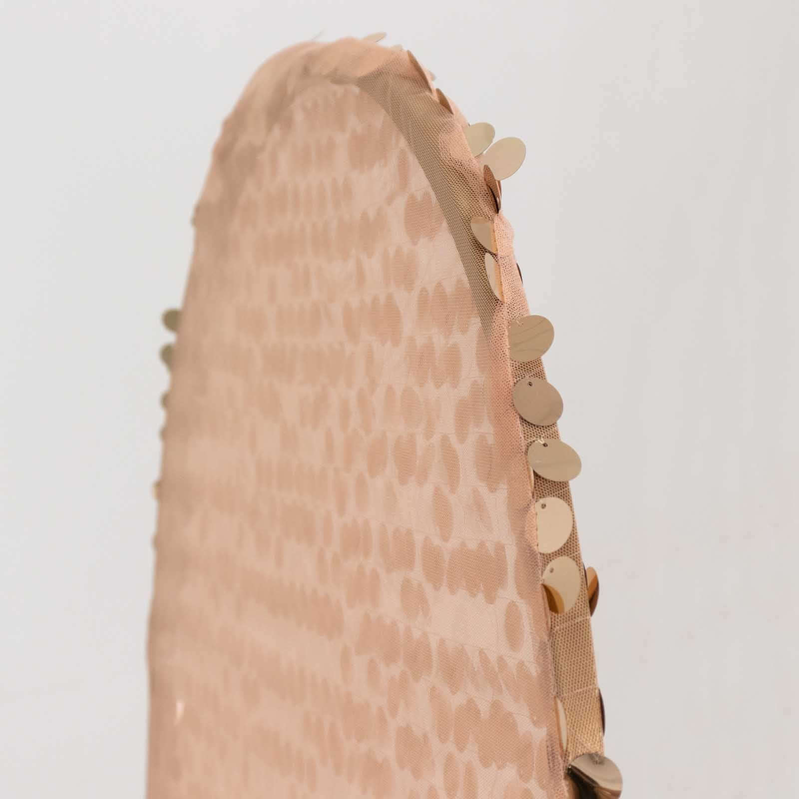 5ft Sparkly Rose Gold Big Payette Sequin Fitted Wedding Arch Cover for Round Top Chiara Backdrop Stand - Bell Racket Store