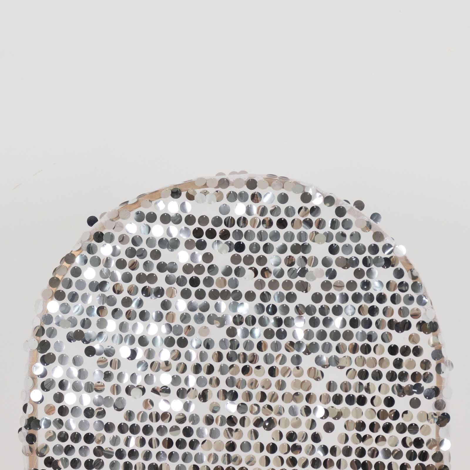 5ft Sparkly Silver Big Payette Sequin Fitted Wedding Arch Cover for Round Top Chiara Backdrop Stand - Bell Racket Store