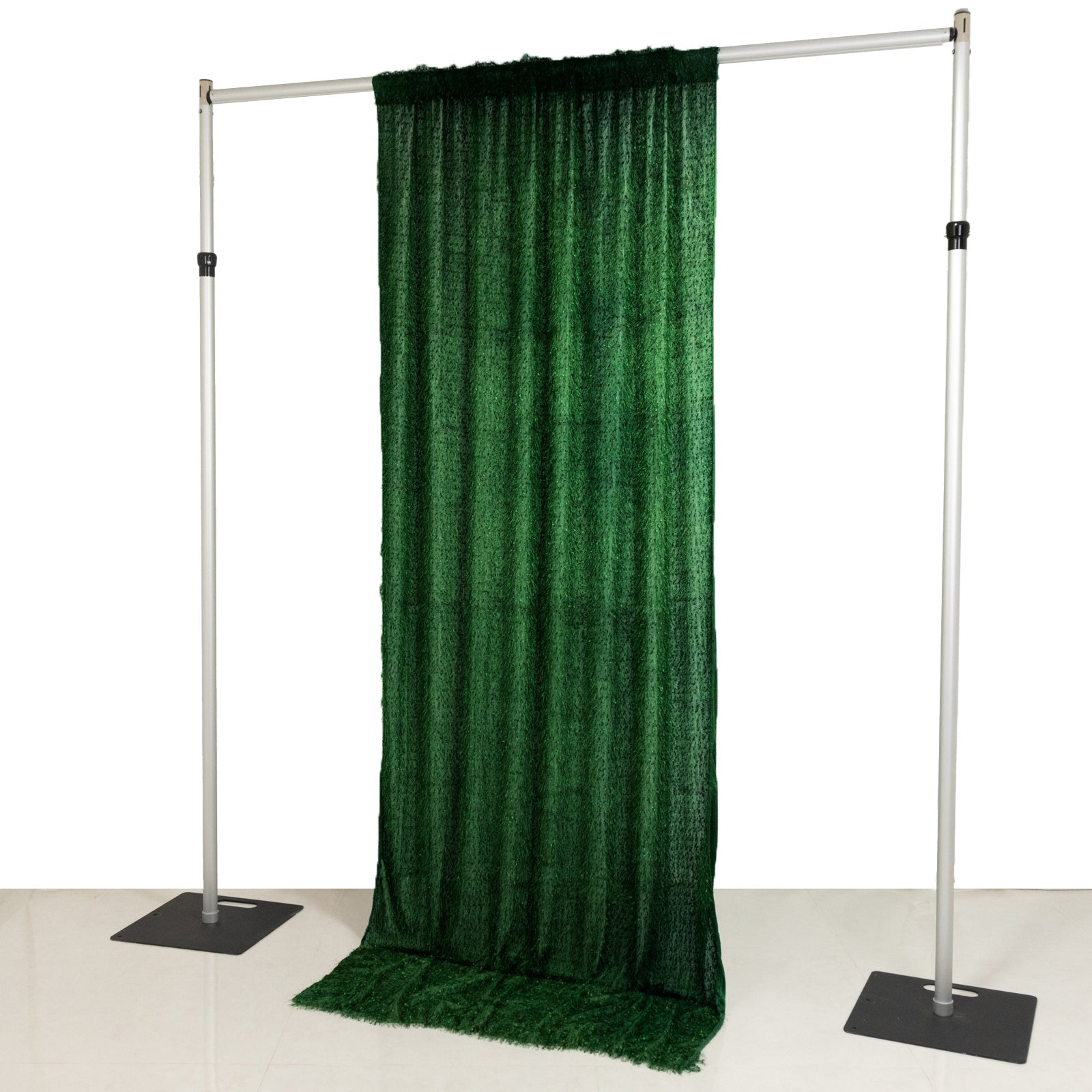 5ftx10ft Green Fringe Shag Polyester Event Drapery Panel, Minky Fabric Divider Backdrop Curtain - Bell Racket Store