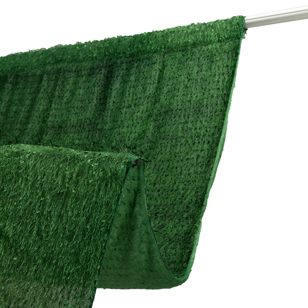 5ftx10ft Green Fringe Shag Polyester Event Drapery Panel, Minky Fabric Divider Backdrop Curtain - Bell Racket Store