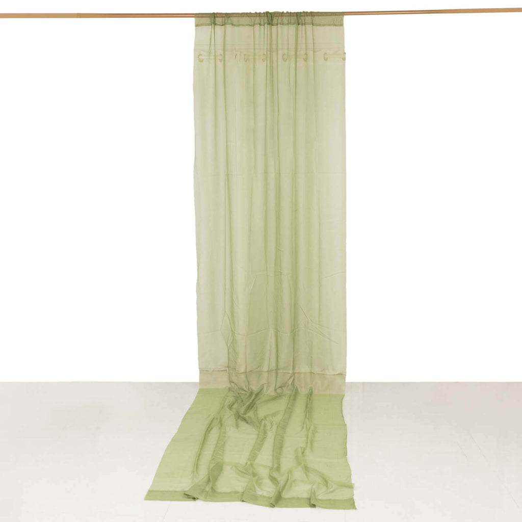 5ftx14ft Dusty Sage Green Chiffon Curtain Panel, Durable Flame Resistant Backdrop Ceiling Drapery With Rod Pocket - Bell Racket Store