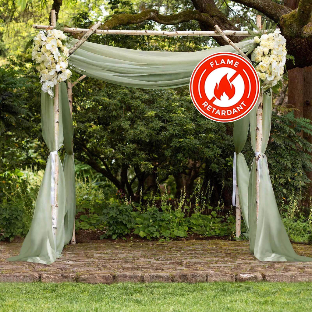 5ftx14ft Dusty Sage Green Chiffon Curtain Panel, Durable Flame Resistant Backdrop Ceiling Drapery With Rod Pocket - Bell Racket Store