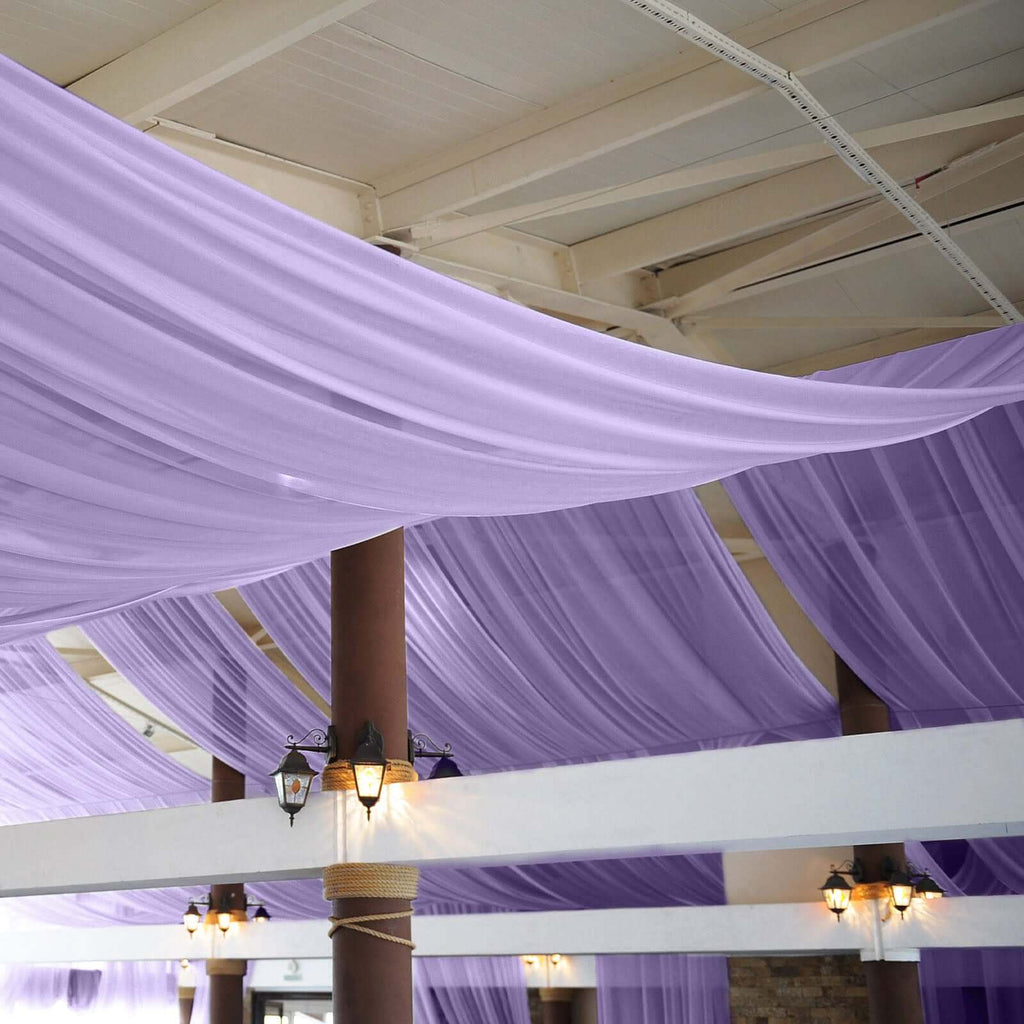 5ftx14ft Lavender Lilac Chiffon Curtain Panel, Durable Flame Resistant Backdrop Ceiling Drapery With Rod Pocket - Bell Racket Store