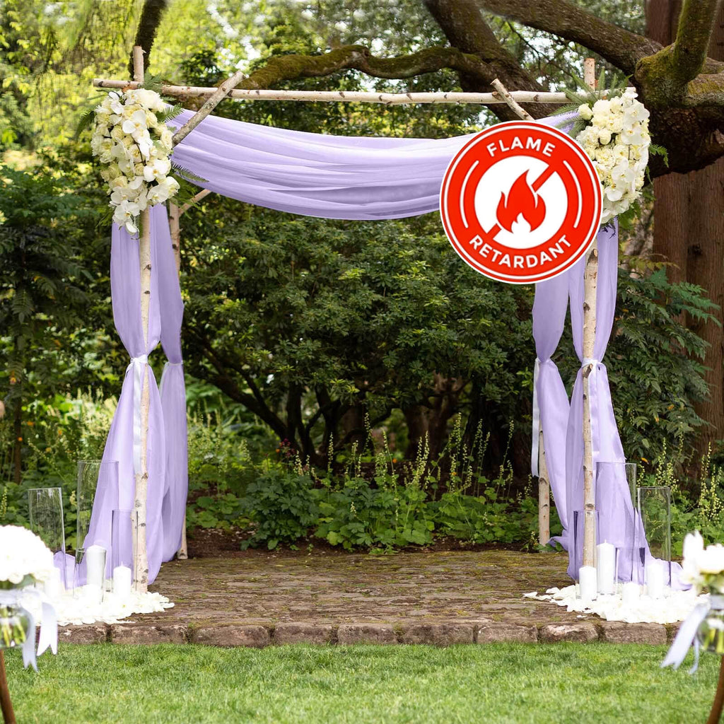 5ftx14ft Lavender Lilac Chiffon Curtain Panel, Durable Flame Resistant Backdrop Ceiling Drapery With Rod Pocket - Bell Racket Store