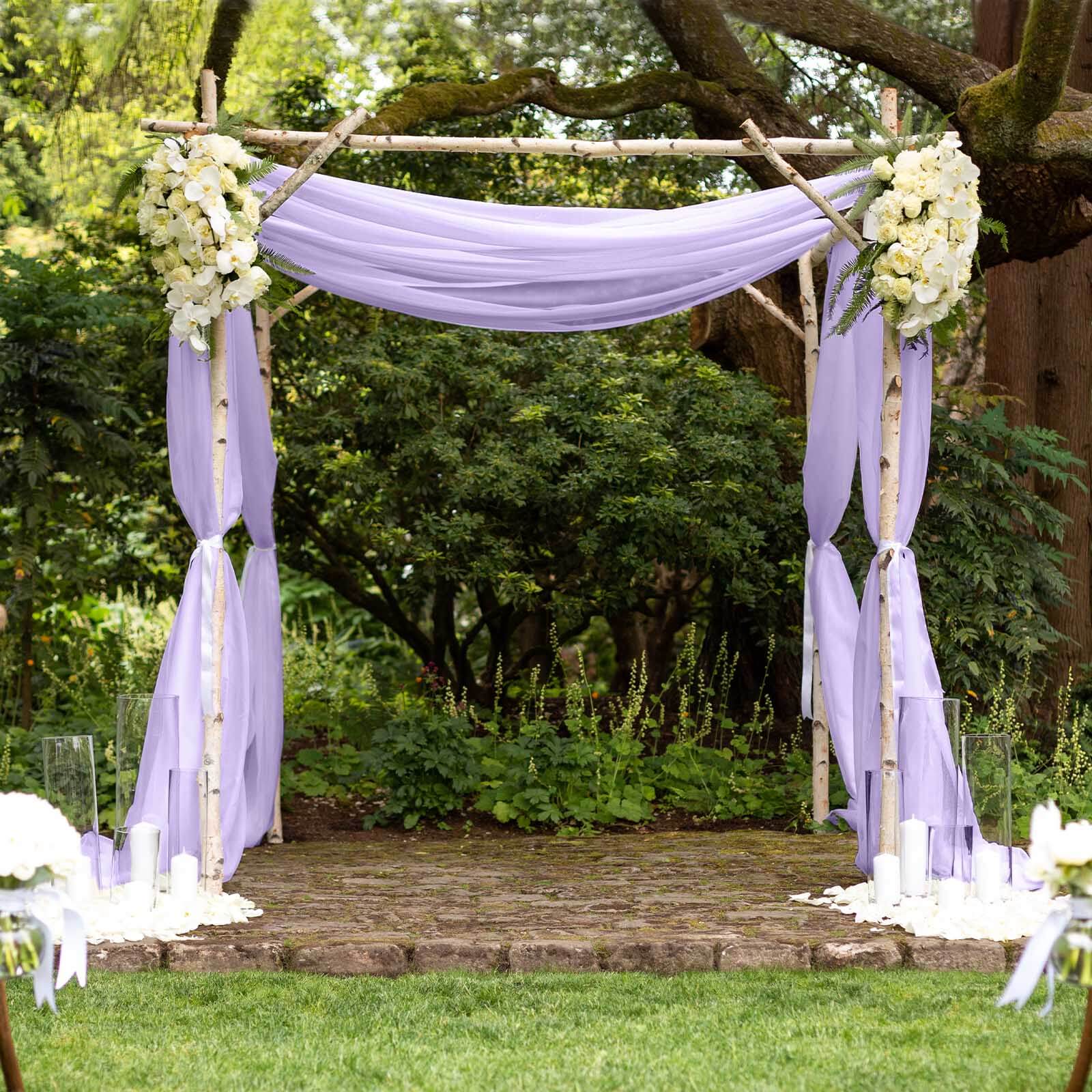 5ftx14ft Lavender Lilac Chiffon Curtain Panel, Durable Flame Resistant Backdrop Ceiling Drapery With Rod Pocket - Bell Racket Store