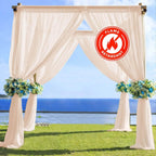 5ftx14ft Nude Chiffon Curtain Panel, Durable Flame Resistant Backdrop Ceiling Drapery With Rod Pocket - Bell Racket Store