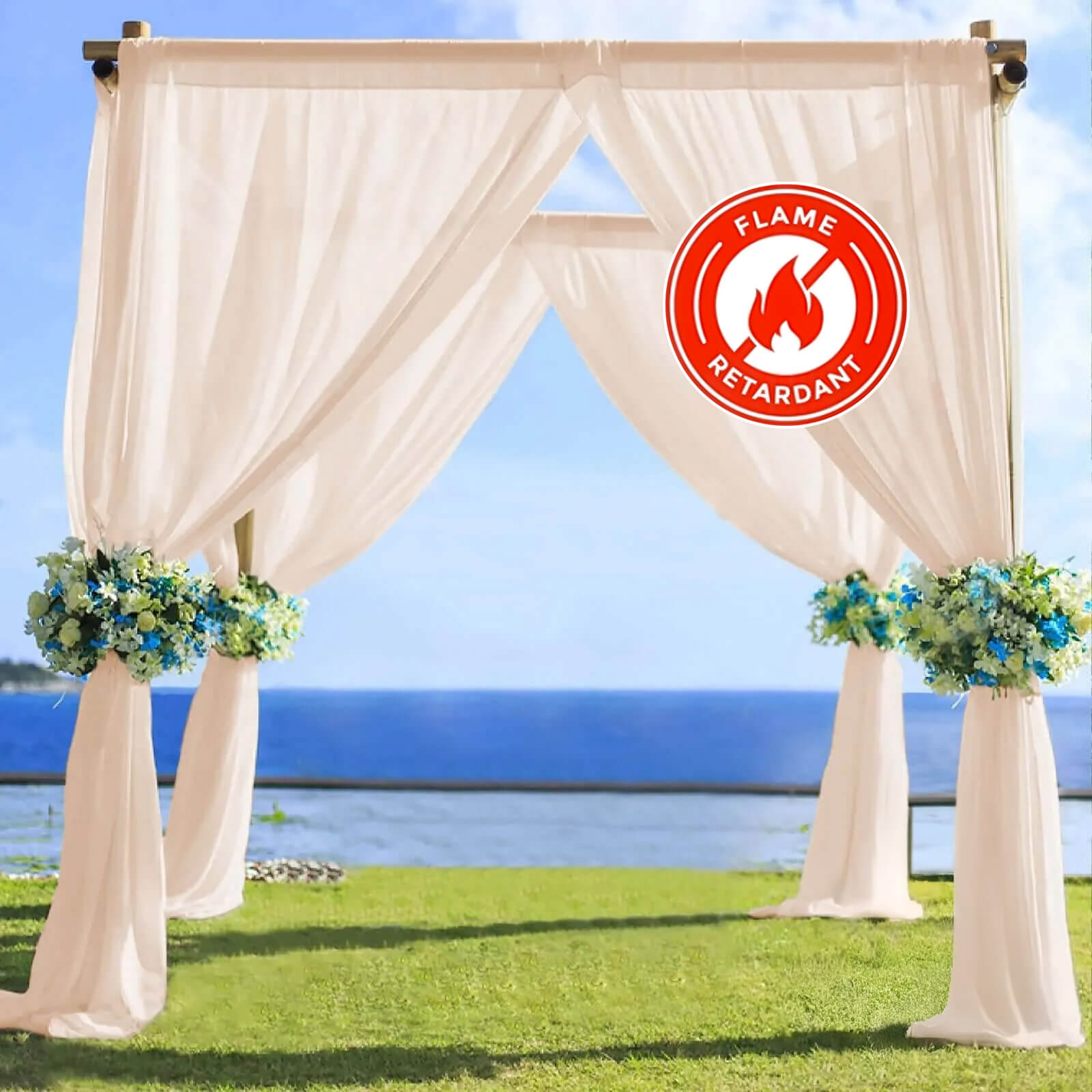 5ftx14ft Nude Chiffon Curtain Panel, Durable Flame Resistant Backdrop Ceiling Drapery With Rod Pocket - Bell Racket Store