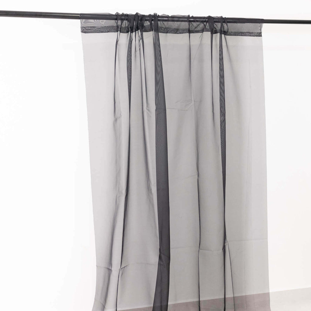 5ftx32ft Black Chiffon Curtain Panel, Durable Flame Resistant Backdrop Ceiling Drapery With Rod Pocket - Bell Racket Store