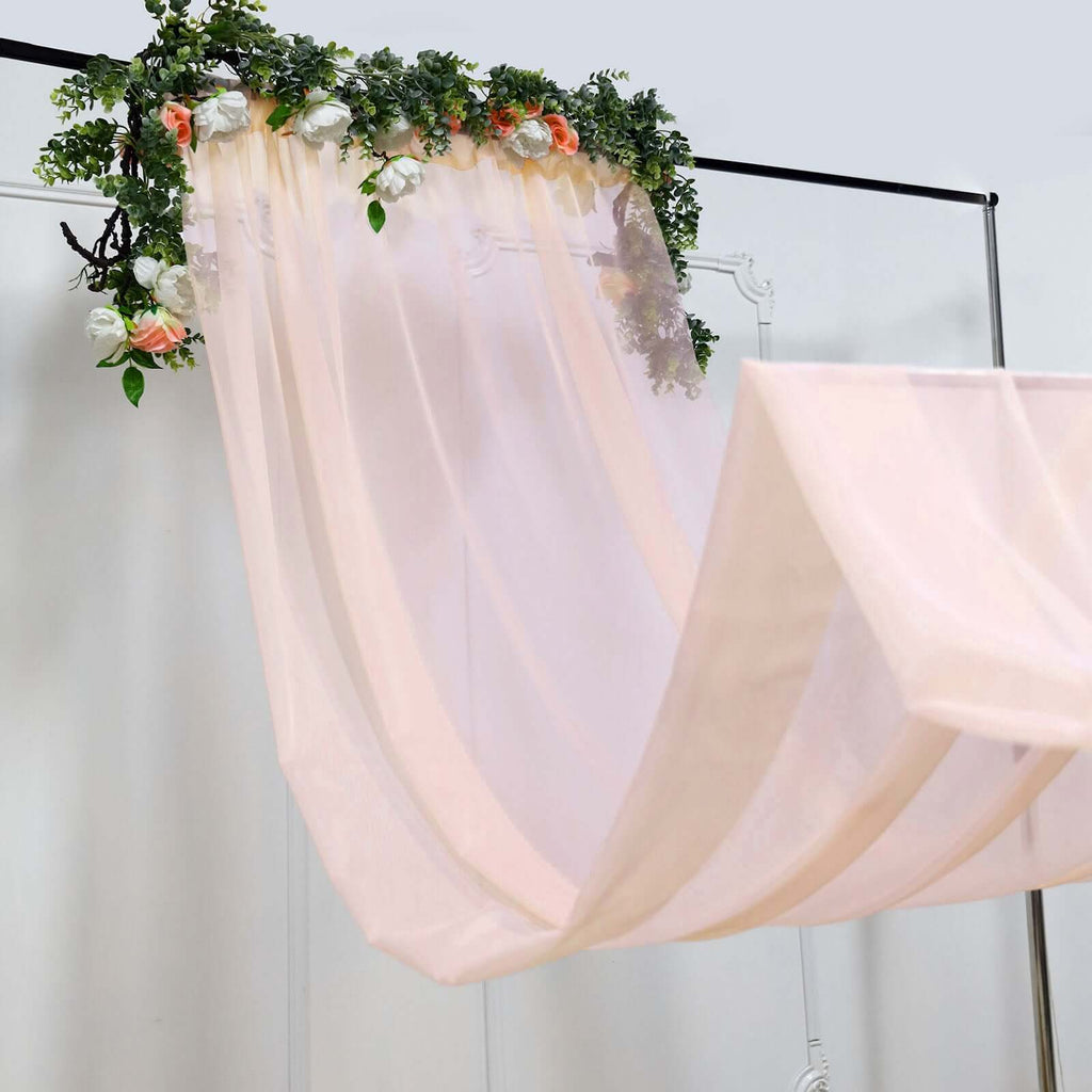 5ftx32ft Blush Chiffon Curtain Panel, Durable Flame Resistant Backdrop Ceiling Drapery With Rod Pocket - Bell Racket Store