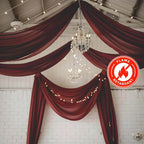 5ftx32ft Burgundy Chiffon Curtain Panel, Durable Flame Resistant Backdrop Ceiling Drapery With Rod Pocket - Bell Racket Store