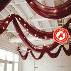 5ftx32ft Burgundy Chiffon Curtain Panel, Durable Flame Resistant Backdrop Ceiling Drapery With Rod Pocket - Bell Racket Store