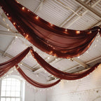 5ftx32ft Burgundy Chiffon Curtain Panel, Durable Flame Resistant Backdrop Ceiling Drapery With Rod Pocket - Bell Racket Store