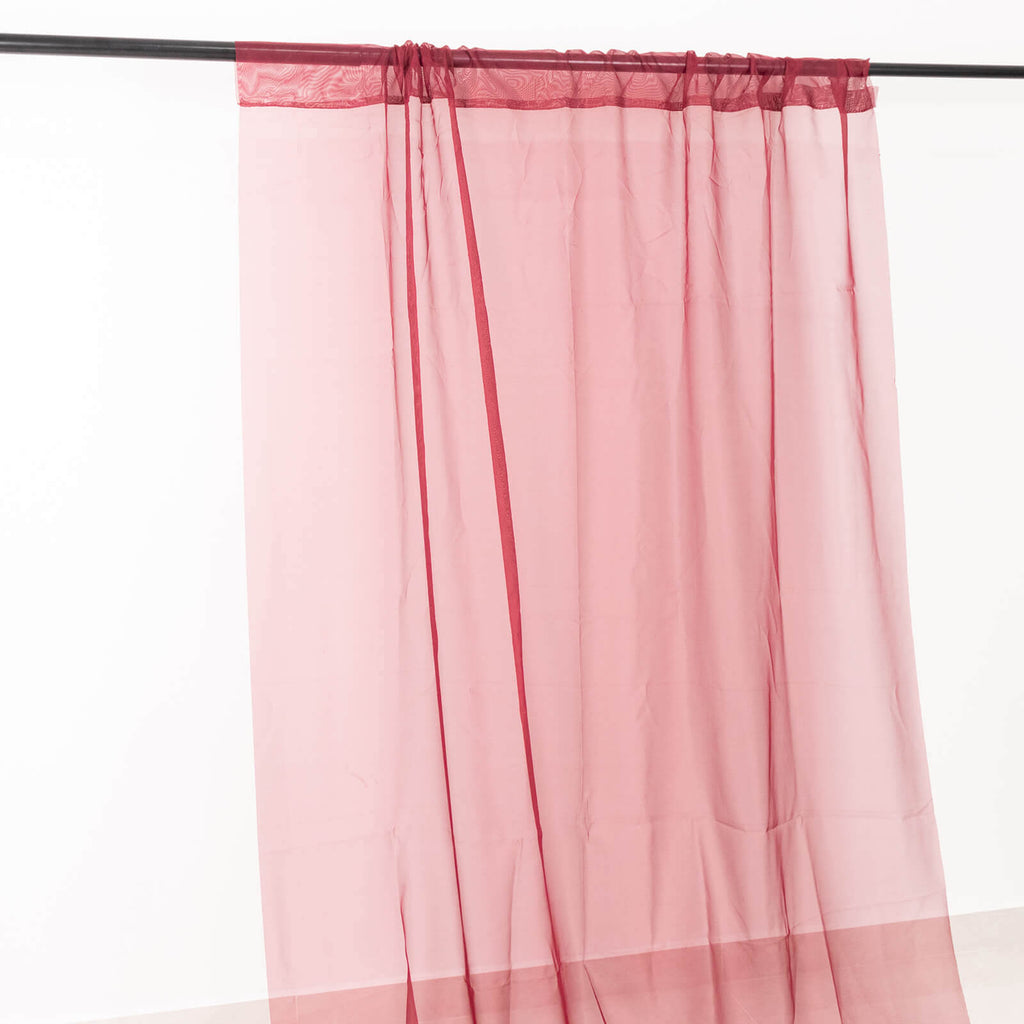 5ftx32ft Burgundy Chiffon Curtain Panel, Durable Flame Resistant Backdrop Ceiling Drapery With Rod Pocket - Bell Racket Store