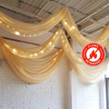 5ftx32ft Champagne Chiffon Curtain Panel, Durable Flame Resistant Backdrop Ceiling Drapery With Rod Pocket - Bell Racket Store