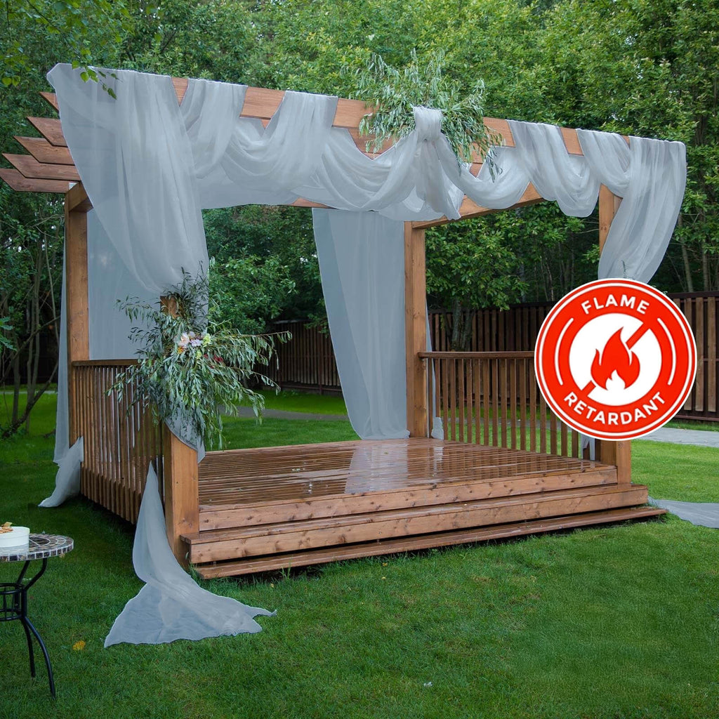 5ftx32ft Dusty Blue Chiffon Curtain Panel, Durable Flame Resistant Backdrop Ceiling Drapery With Rod Pocket - Bell Racket Store