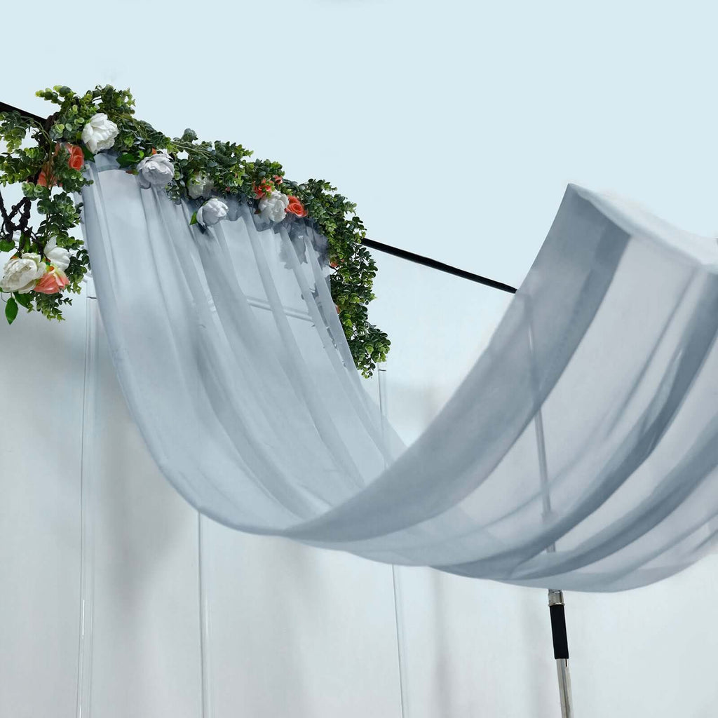 5ftx32ft Dusty Blue Chiffon Curtain Panel, Durable Flame Resistant Backdrop Ceiling Drapery With Rod Pocket - Bell Racket Store
