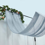 5ftx32ft Dusty Blue Chiffon Curtain Panel, Durable Flame Resistant Backdrop Ceiling Drapery With Rod Pocket - Bell Racket Store