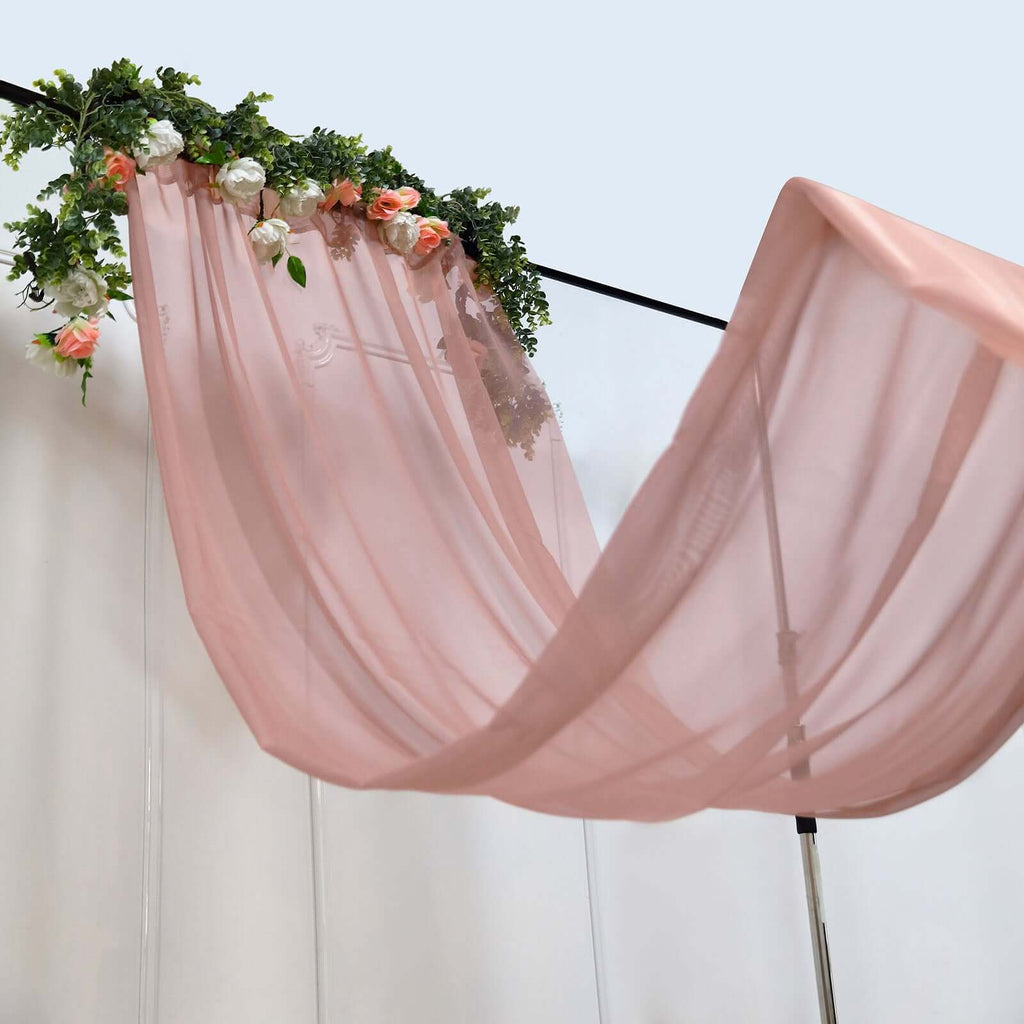 5ftx32ft Dusty Rose Chiffon Curtain Panel, Durable Flame Resistant Backdrop Ceiling Drapery With Rod Pocket - Bell Racket Store