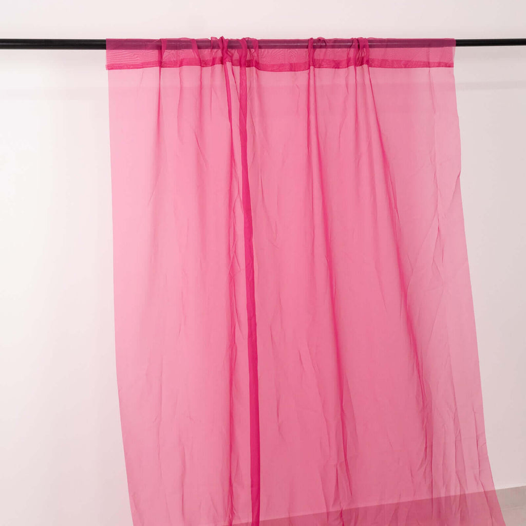 5ftx32ft Fuchsia Chiffon Curtain Panel, Durable Flame Resistant Backdrop Ceiling Drapery With Rod Pocket - Bell Racket Store
