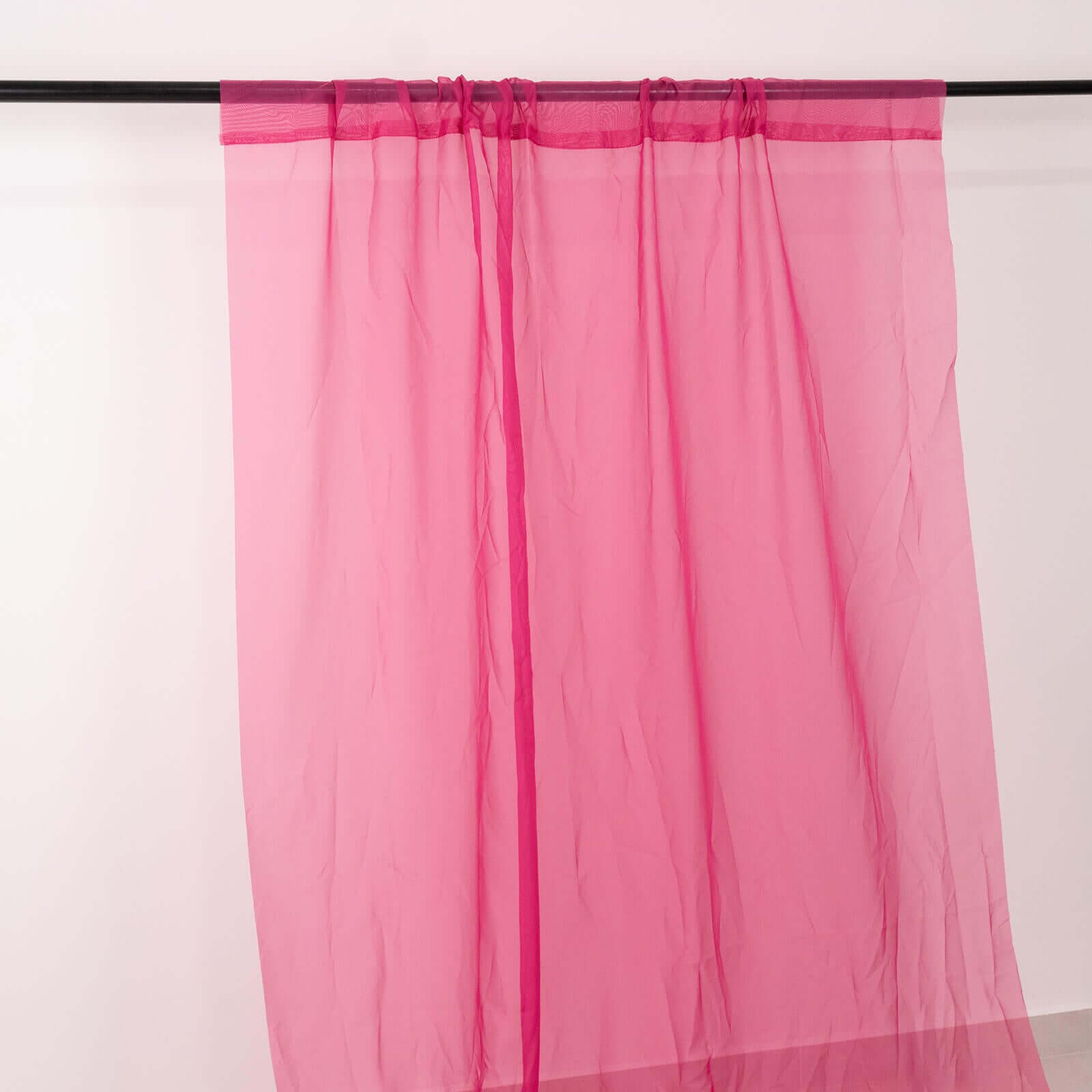 5ftx32ft Fuchsia Chiffon Curtain Panel, Durable Flame Resistant Backdrop Ceiling Drapery With Rod Pocket - Bell Racket Store