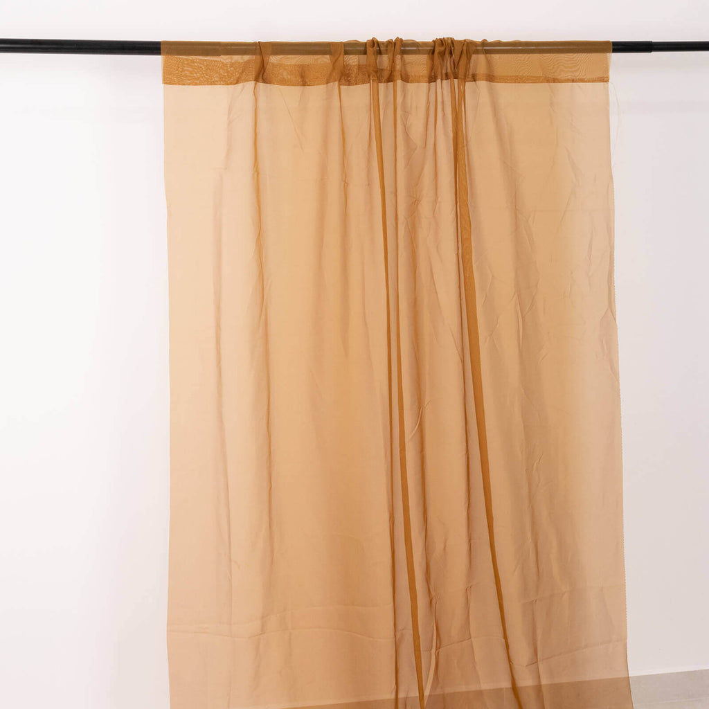 5ftx32ft Gold Chiffon Curtain Panel, Durable Flame Resistant Backdrop Ceiling Drapery With Rod Pocket - Bell Racket Store