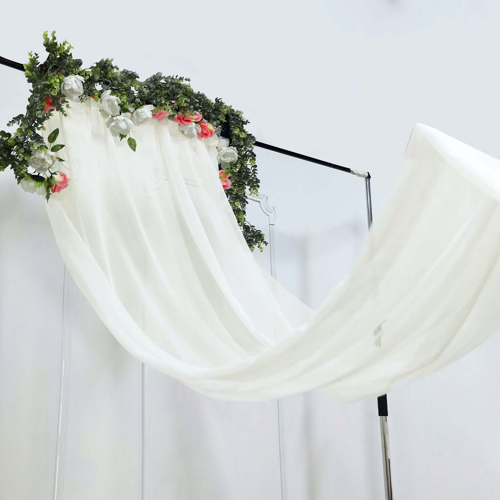 5ftx32ft Ivory Chiffon Curtain Panel, Durable Flame Resistant Backdrop Ceiling Drapery With Rod Pocket - Bell Racket Store