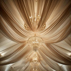 5ftx32ft Natural Chiffon Curtain Panel, Durable Flame Resistant Backdrop Ceiling Drapery With Rod Pocket - Bell Racket Store