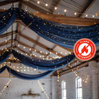 5ftx32ft Navy Blue Chiffon Curtain Panel, Durable Flame Resistant Backdrop Ceiling Drapery With Rod Pocket - Bell Racket Store