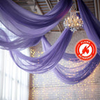 5ftx32ft Purple Chiffon Curtain Panel, Durable Flame Resistant Backdrop Ceiling Drapery With Rod Pocket - Bell Racket Store