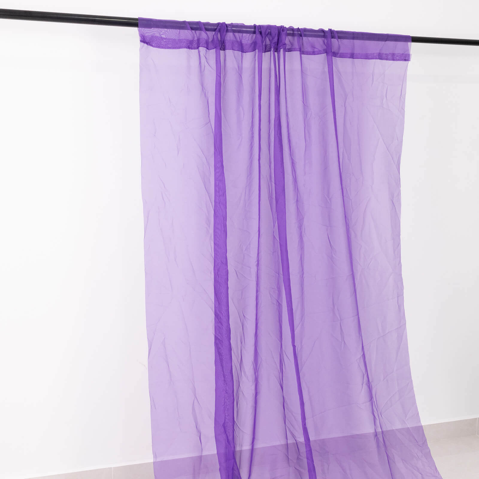 5ftx32ft Purple Chiffon Curtain Panel, Durable Flame Resistant Backdrop Ceiling Drapery With Rod Pocket - Bell Racket Store
