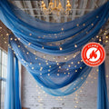 5ftx32ft Royal Blue Chiffon Curtain Panel, Durable Flame Resistant Backdrop Ceiling Drapery With Rod Pocket - Bell Racket Store