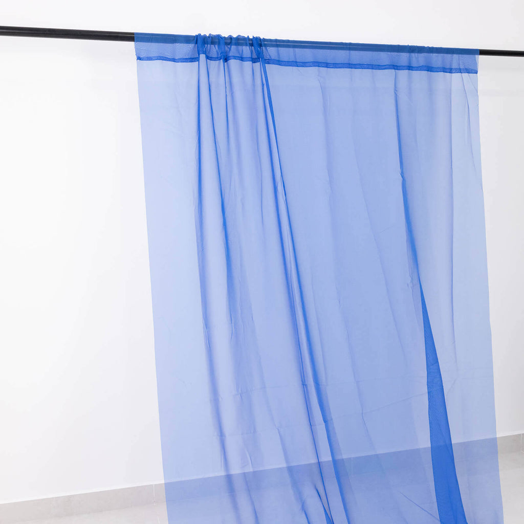 5ftx32ft Royal Blue Chiffon Curtain Panel, Durable Flame Resistant Backdrop Ceiling Drapery With Rod Pocket - Bell Racket Store