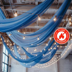 5ftx32ft Royal Blue Chiffon Curtain Panel, Durable Flame Resistant Backdrop Ceiling Drapery With Rod Pocket - Bell Racket Store