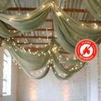 5ftx32ft Sage Green Chiffon Curtain Panel, Durable Flame Resistant Backdrop Ceiling Drapery With Rod Pocket - Bell Racket Store