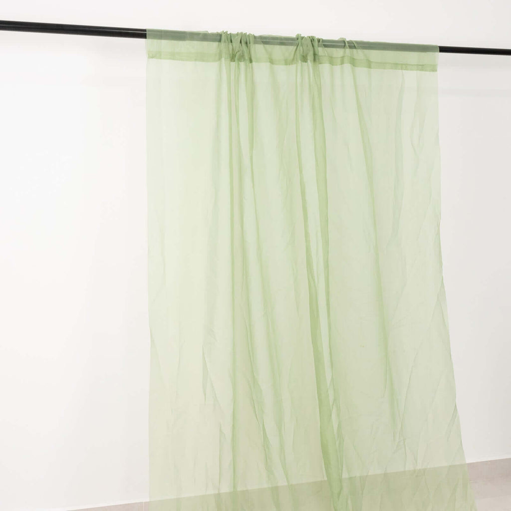 5ftx32ft Sage Green Chiffon Curtain Panel, Durable Flame Resistant Backdrop Ceiling Drapery With Rod Pocket - Bell Racket Store