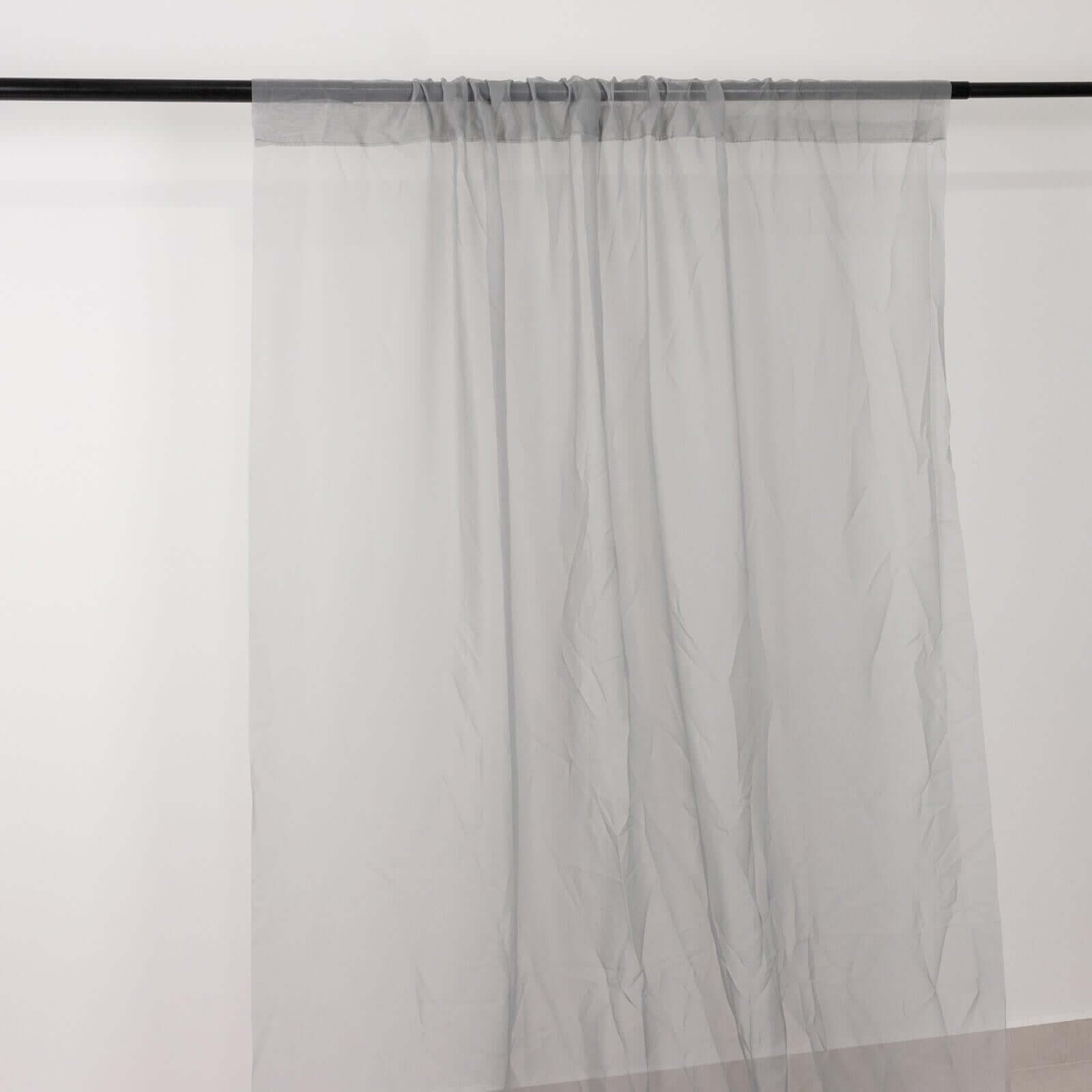 5ftx32ft Silver Chiffon Curtain Panel, Durable Flame Resistant Backdrop Ceiling Drapery With Rod Pocket - Bell Racket Store