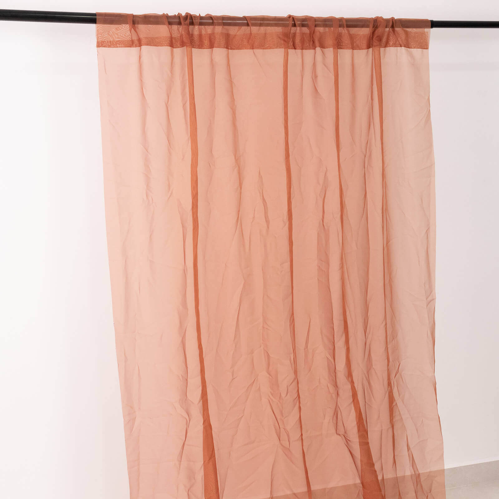 5ftx32ft Terracotta (Rust) Chiffon Curtain Panel, Durable Flame Resistant Backdrop Ceiling Drapery With Rod Pocket - Bell Racket Store